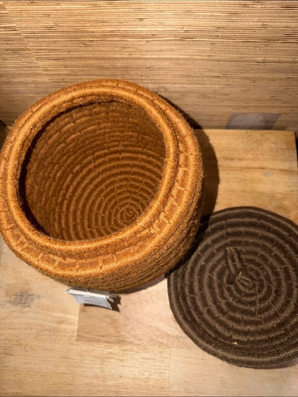 H&M Home acorn shape decorative handmade jute storage basket with lid